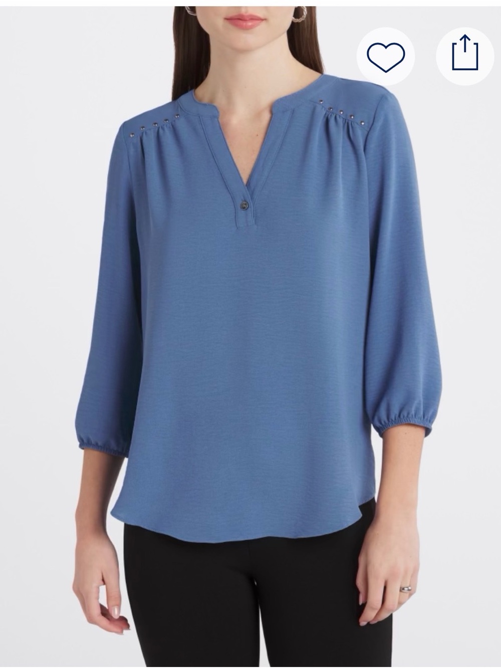 Cindy Button Detail 3/4 Sleeve Blouse